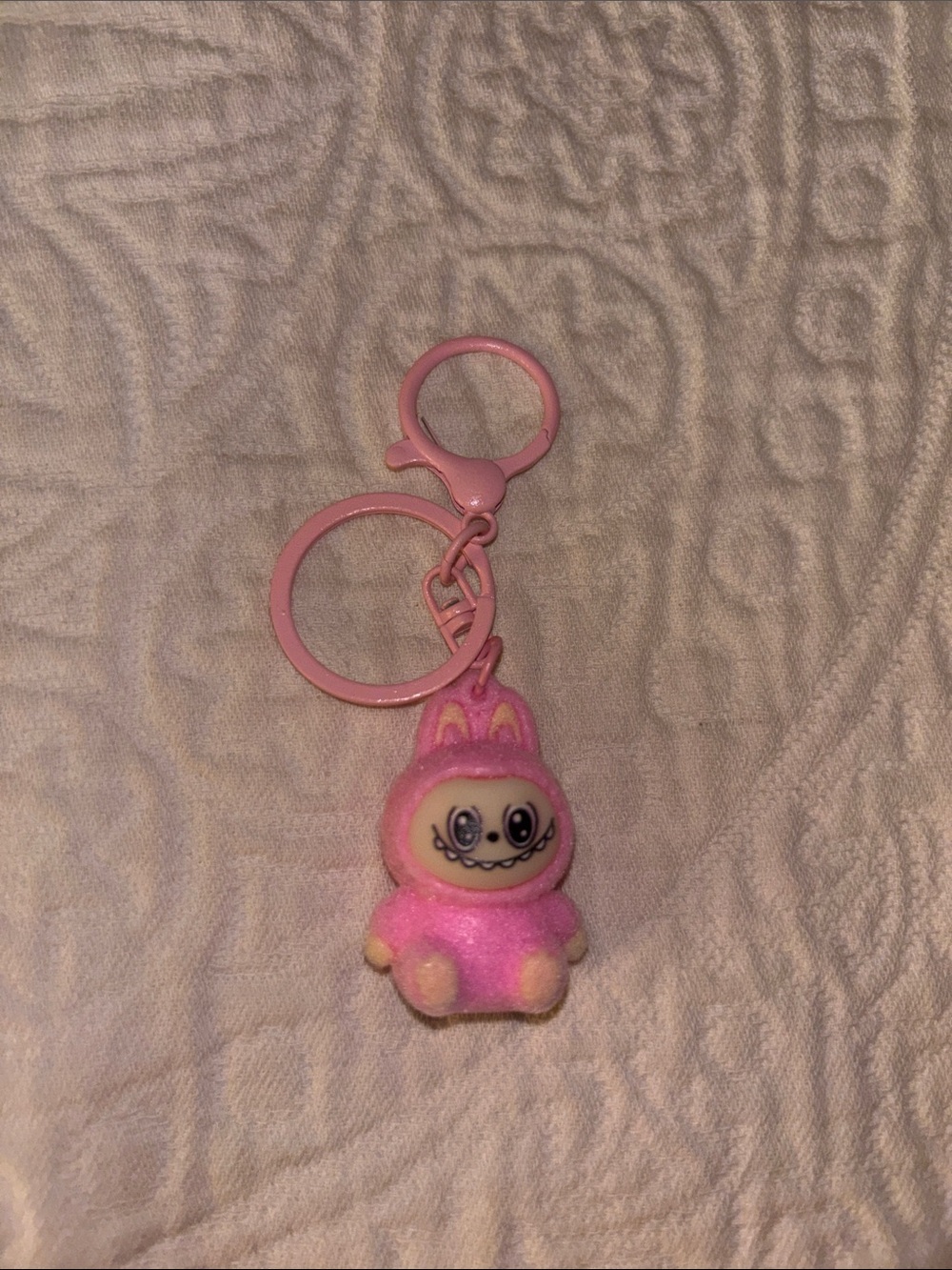 Pink Labubu keychain